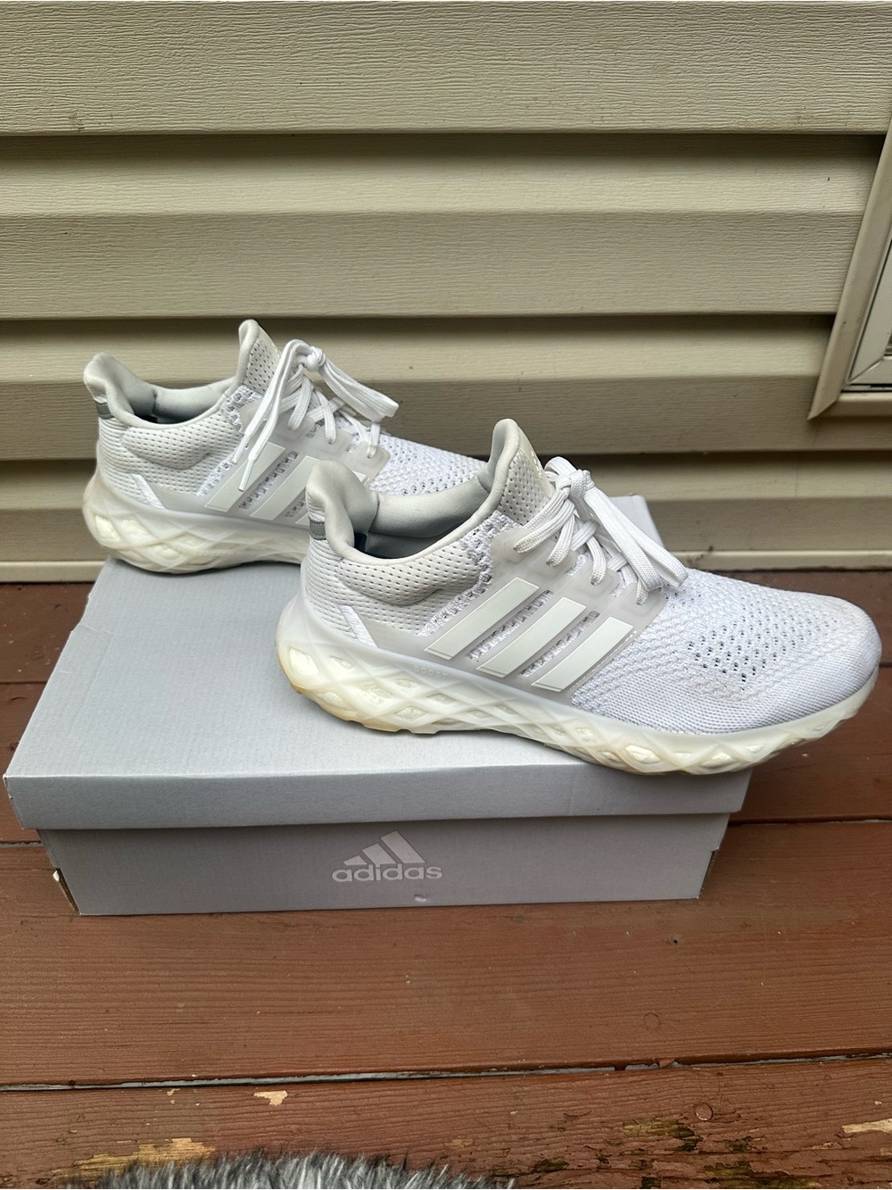 adidas Men’s White Knit Athletic Running Shoes